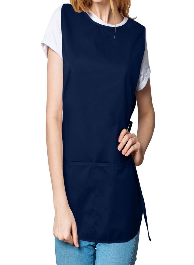DALIX Cobbler Apron 2 Pockets Smock Chef 28.5" x 18.5" Poly Cotton Navy Blue - Image 5