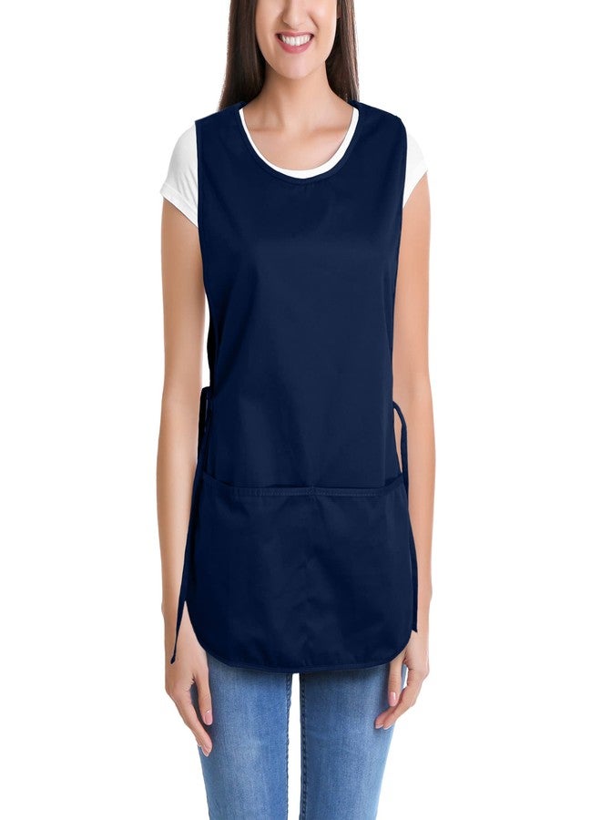 DALIX Cobbler Apron 2 Pockets Smock Chef 28.5" x 18.5" Poly Cotton Navy Blue - Image 2