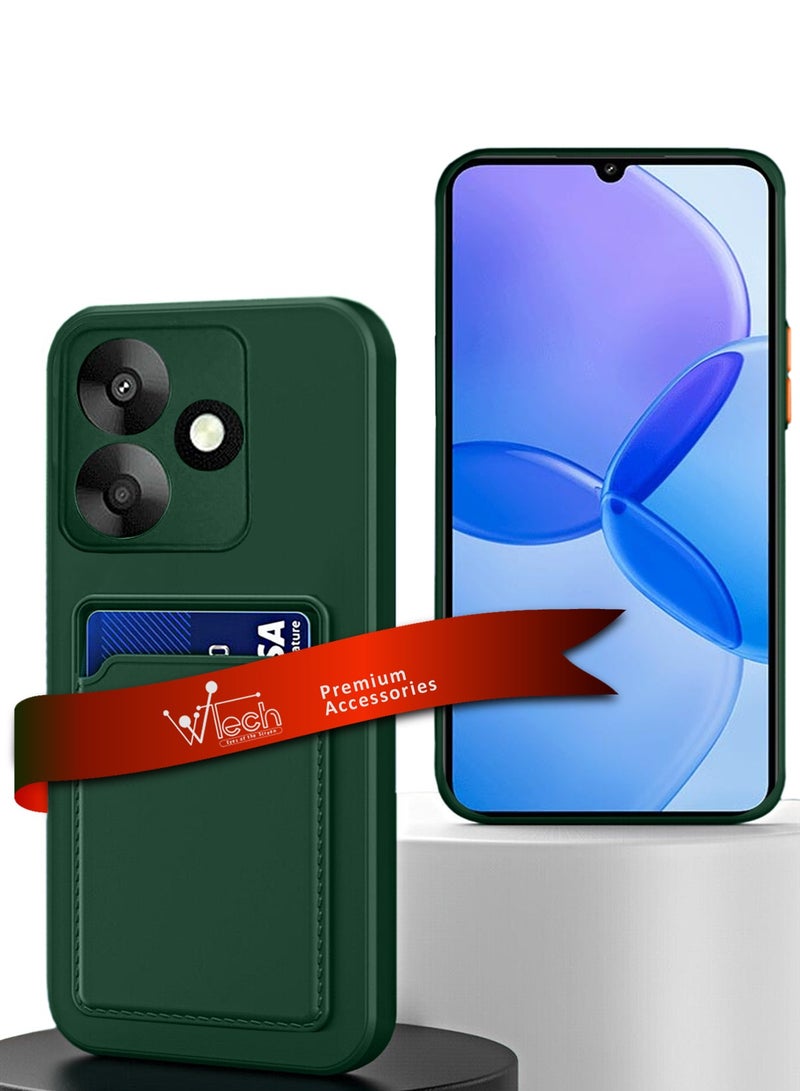دبليو تيك غطاء سيليكون TPU مع حامل بطاقة لهاتف شاومي ريدمي 13 4G / 5G 2024 أخضر غامق - Image 1