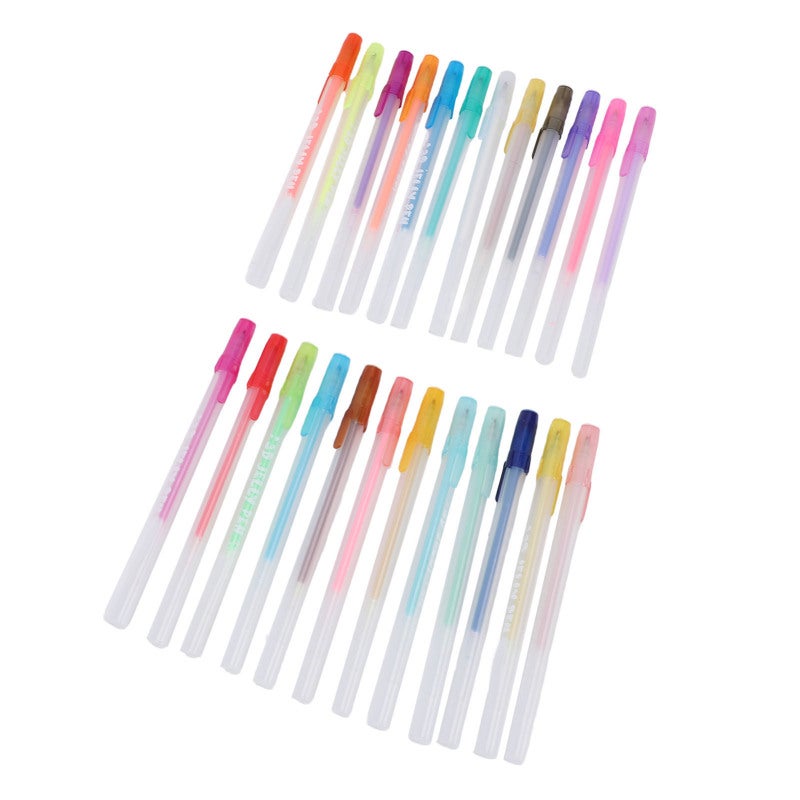 Gel Pen Set: 24 Colors 1.0mm Fine Tip Vibrant Gloss Gel Ink Pen - Smudge-Free Quick-Dry Cap Design Multi-Surface Pen for Home School On-The-Go Art Crafting - Image 5