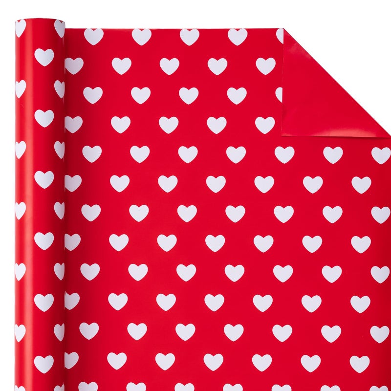 WRAPAHOLIC Reversible Valentine's Day Wrapping Paper - Mini Roll - 17 Inch X 33 Feet - Red Love Heart Design for Valentine's Day, Wedding, Anniversary, Birthday, Baby Shower - Image 3