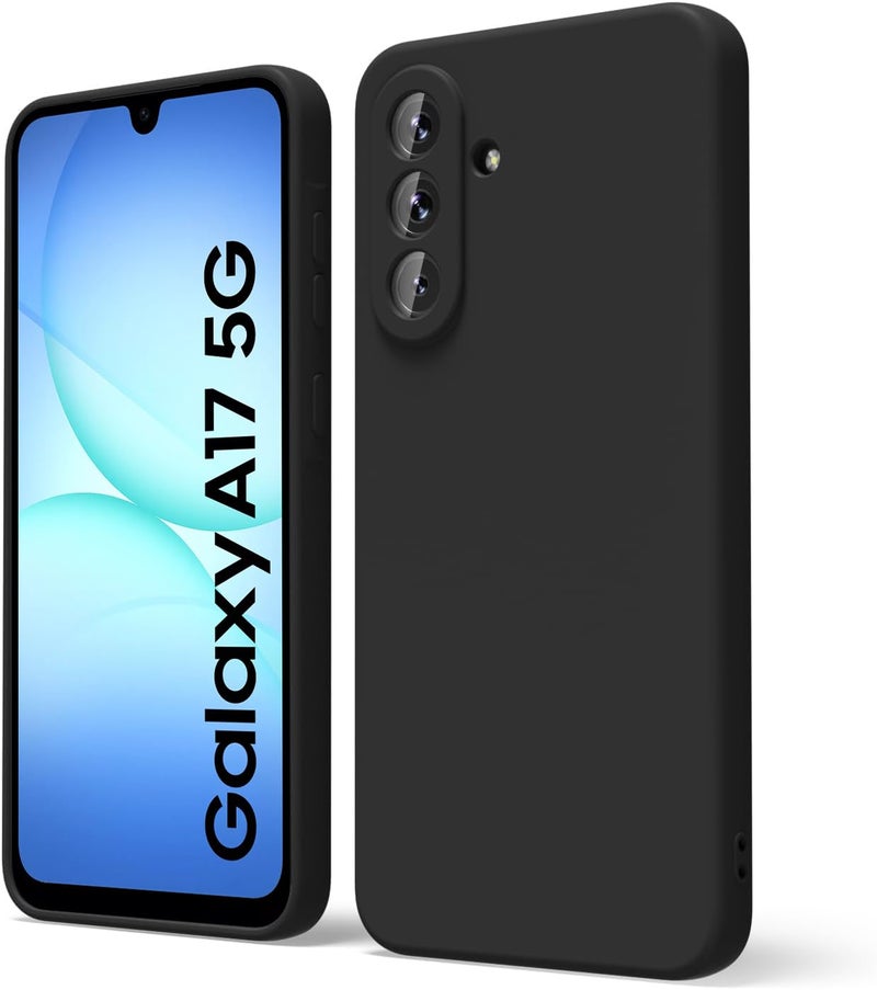 DIZORO Microfiber Candy Case for Samsung A17 5G Smooth Touch Cushion Liquid Soft Silicone Gel Rubber Phone Cases Non-Slip Full Body Protective Shockproof Back Cover -Black - Image 1