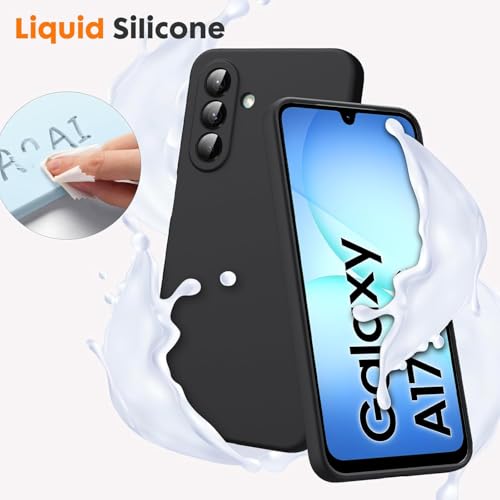 DIZORO Microfiber Candy Case for Samsung A17 5G Smooth Touch Cushion Liquid Soft Silicone Gel Rubber Phone Cases Non-Slip Full Body Protective Shockproof Back Cover -Black - Image 5