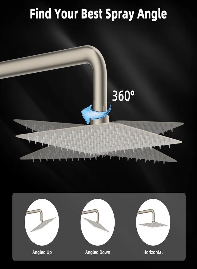 Hibbent All Metal 10x9 Inch Shower Head, High Pressure Stainless Steel Rain Showerheads, Bathroom Rainfall Showerhead with Ultra-thin Design, Adjustable Brass Joint, Silicone Nozzles, Brushed Nickel - Image 5