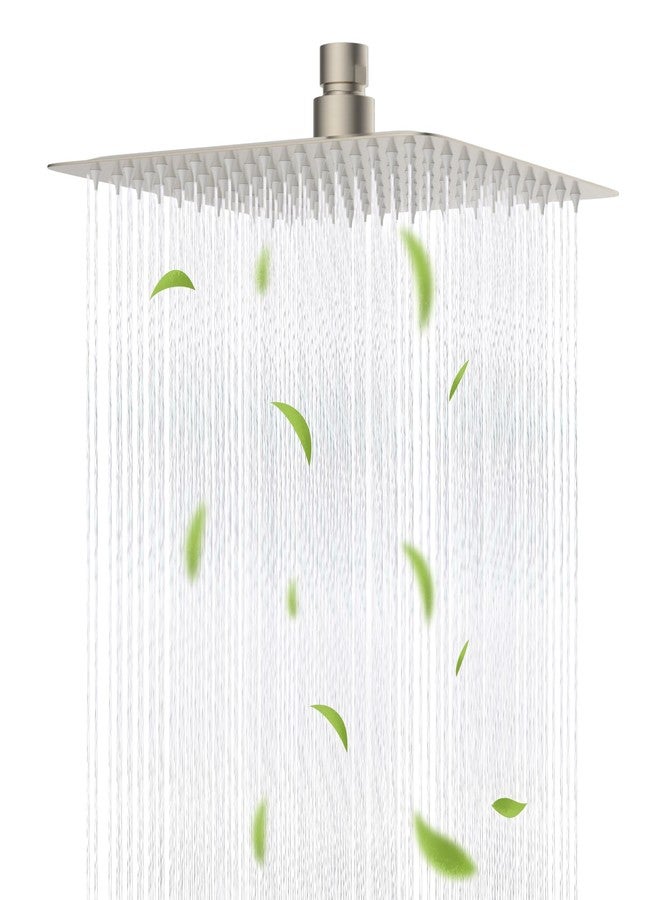 Hibbent All Metal 10x9 Inch Shower Head, High Pressure Stainless Steel Rain Showerheads, Bathroom Rainfall Showerhead with Ultra-thin Design, Adjustable Brass Joint, Silicone Nozzles, Brushed Nickel - Image 1