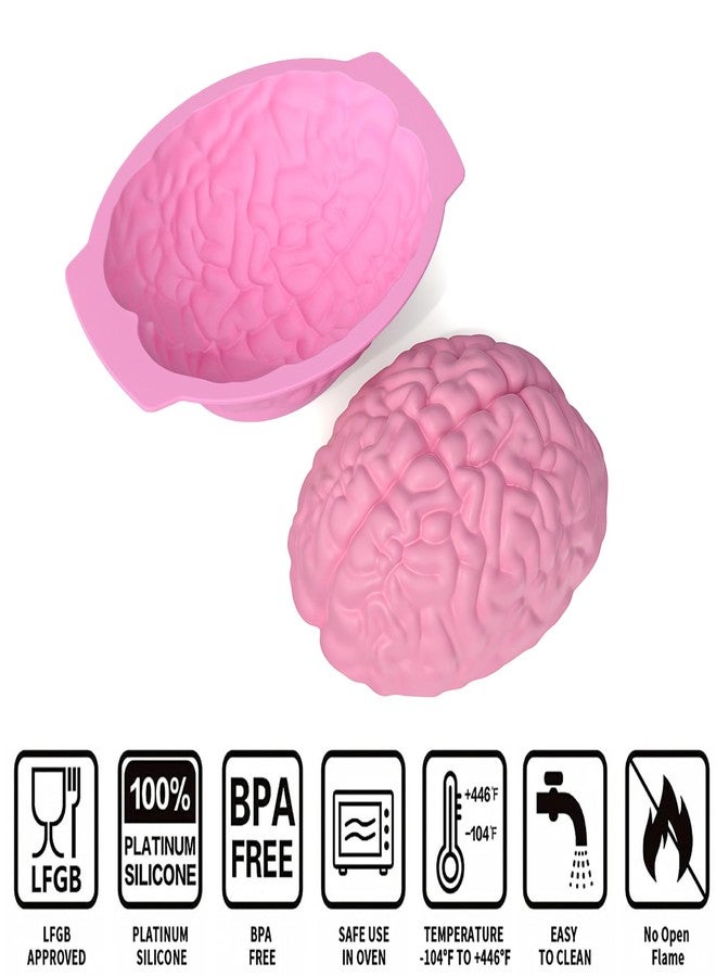 Apiocmy Halloween Silicone Molds - Brain Jello Mold with Support Base, 3D Realistic Silicone Human Brain Gelatin Mold Deep Halloween Baking Pan for Halloween Cakes, Breakable Chocolate, Jelly or Pudding - Image 3