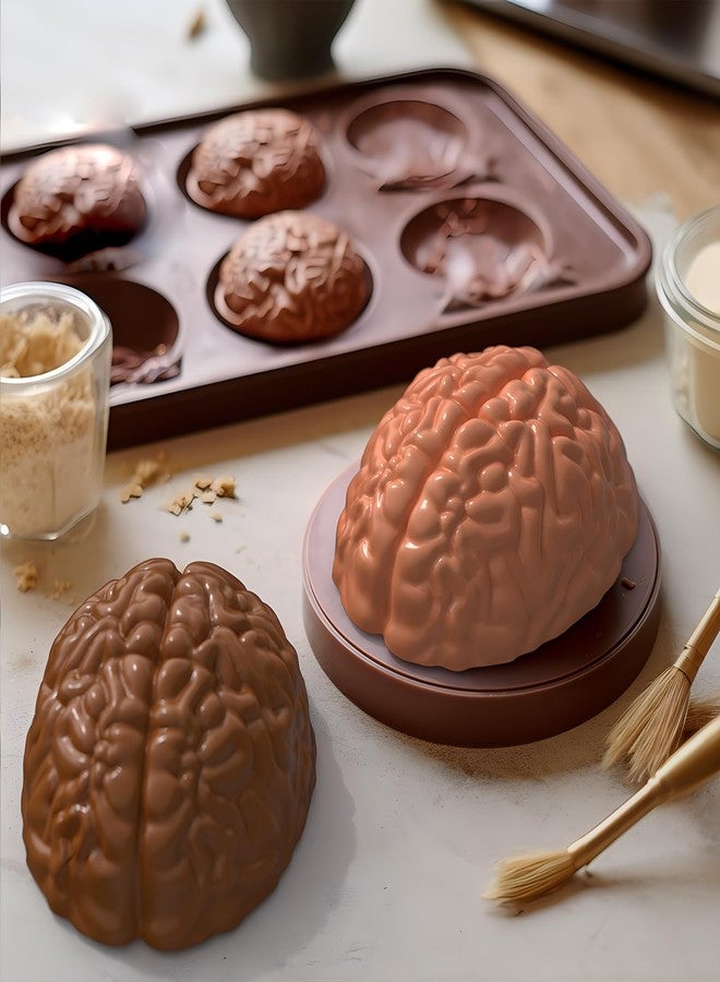 Apiocmy Halloween Silicone Molds - Brain Jello Mold with Support Base, 3D Realistic Silicone Human Brain Gelatin Mold Deep Halloween Baking Pan for Halloween Cakes, Breakable Chocolate, Jelly or Pudding - Image 4