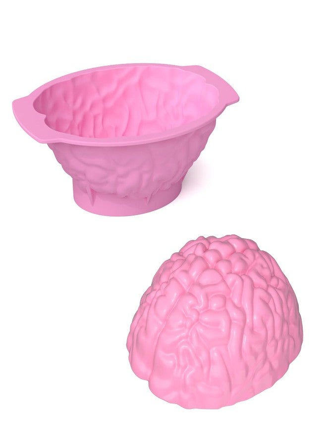 Apiocmy Halloween Silicone Molds - Brain Jello Mold with Support Base, 3D Realistic Silicone Human Brain Gelatin Mold Deep Halloween Baking Pan for Halloween Cakes, Breakable Chocolate, Jelly or Pudding - Image 1