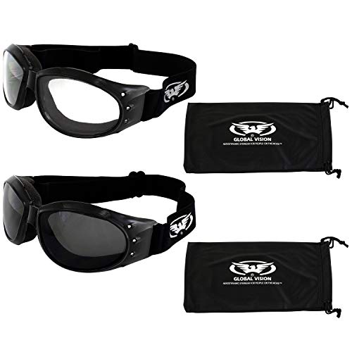 Global Vision Eliminator Anti-Fog Dirt Bike Motorcycle Goggles Smoke & Clear Lens Microfiber Pouches - Image 1