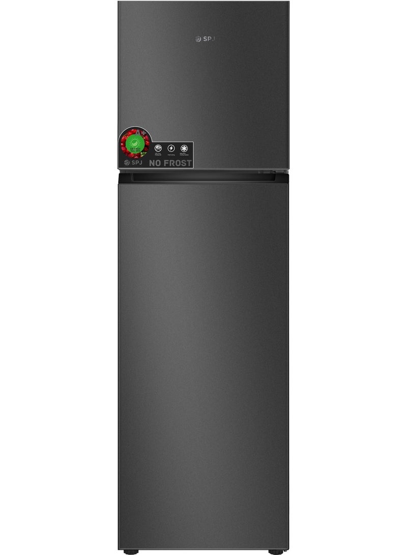 SPJ 286L Frost Free Double Door Refrigerator, Top Mount Freezer, Energy Efficient, Adjustable Glass Shelves, LED Light, Powerful Compressor, Low Noise, Dark Silver - Image 1
