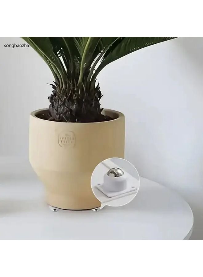 4 Pack White Self Adhesive 360 Rotating Wheels Heavy Duty Stainless Steel Nylon Desktop - Image 4