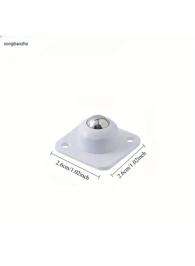 4 Pack White Self Adhesive 360 Rotating Wheels Heavy Duty Stainless Steel Nylon Desktop - Image 3