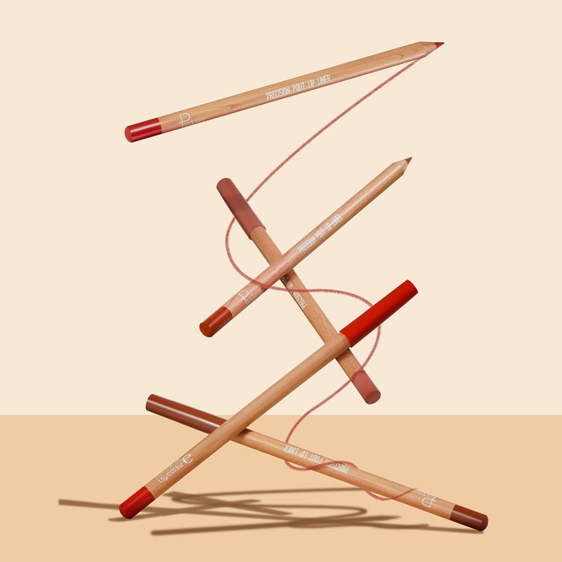 Espoce Lip Liner Set, 12Pcs Pure Natural Oak Brown Pink Red Series Lip Liners, Smooth and High Pigmented Lip Makeup Pencil - Image 5
