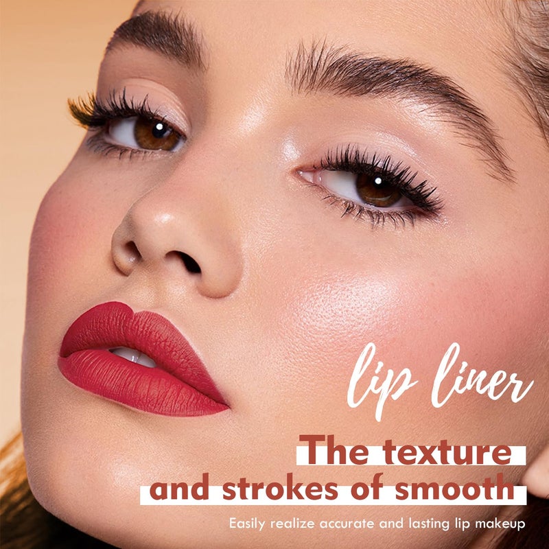 Espoce Lip Liner Set, 12Pcs Pure Natural Oak Brown Pink Red Series Lip Liners, Smooth and High Pigmented Lip Makeup Pencil - Image 3