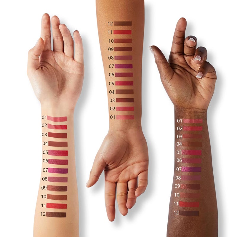 Espoce Lip Liner Set, 12Pcs Pure Natural Oak Brown Pink Red Series Lip Liners, Smooth and High Pigmented Lip Makeup Pencil - Image 4