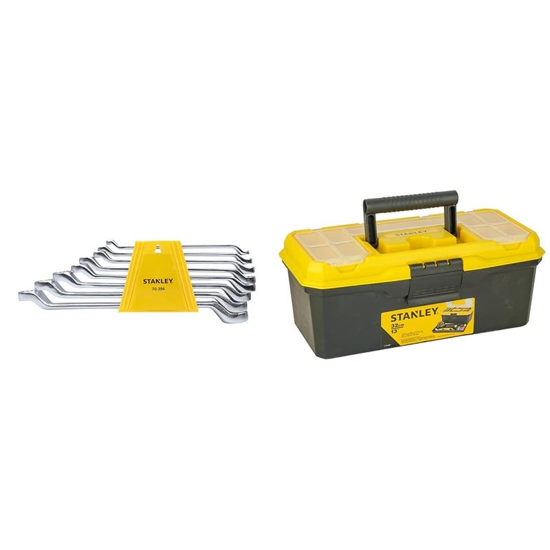 Stanley Stanley 70394E 8piece Matte Finish Chrome Vanadium Steel Shallow Offset BIHEX Ring Spanner Set wi 