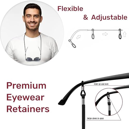 Anzailala Adjustable Eyeglass Strap with Eyeglass Ear Grip Sunglass Strap Anti-slip Eyewear String Holder Sports Sunglasses Chain with Ear Hook for Women Men Glasses Sunglasses - Image 5