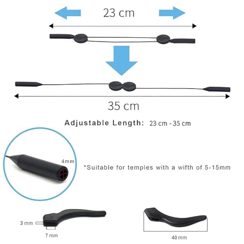 Anzailala Adjustable Eyeglass Strap with Eyeglass Ear Grip Sunglass Strap Anti-slip Eyewear String Holder Sports Sunglasses Chain with Ear Hook for Women Men Glasses Sunglasses - Image 2