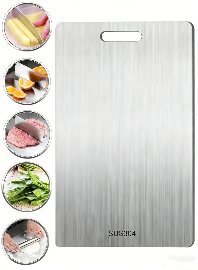 CUBEXELL Stainless Steel Cutting Board 304 Grade Double-Sided Non-Slip Chopping Board For Meat, Cheese, Fruit & Vegetables Dishwasher Safe Kitchen Cutting Board (39x28cm) - Image 1