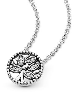 PANDORA PANDORA Jewelry 925 Sterling Silver Genealogy Cubic Zirconia Necklace  - Image 4