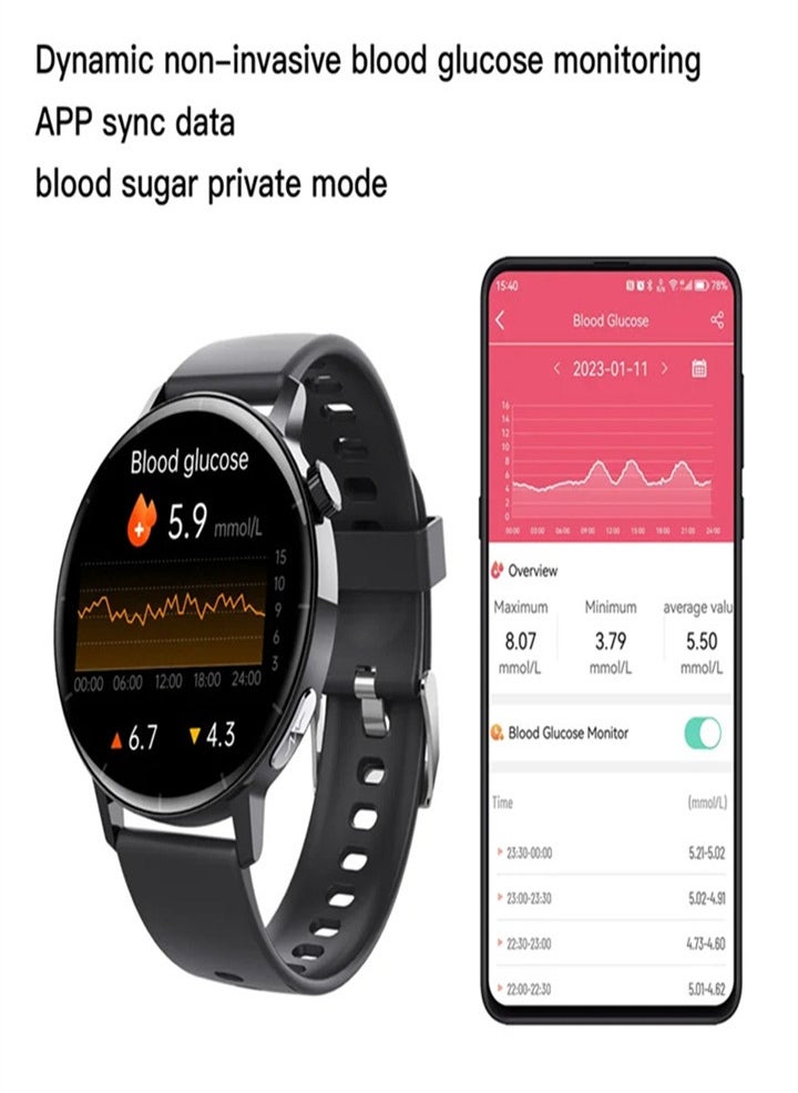 Generic - Smart watch ECG and PPG, Bluetooth calling, non-invasive, blood glucose monitor, uric acid and monitor, Android, iOS, Huawei can all be connected (three strap styles are available) 1pc - Image 1