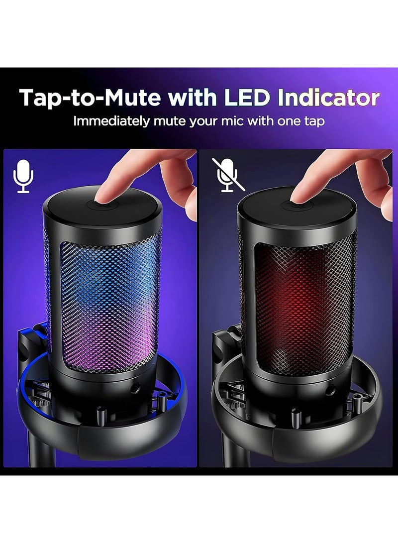AROAQ RGB Gaming Microphone for PC/PS5 with Volume Controlling, Pop Filter, Gaming Mic with Quick Mute, Condenser Podcast Microphone for Streaming Twitch/Discord/YouTube - Image 2