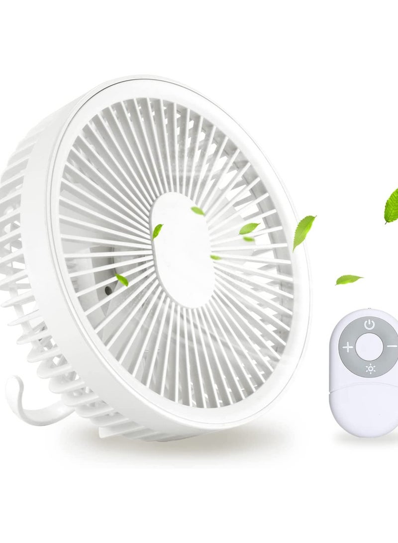 Loquat Outdoor tent Camping Fan with Led, Personal Usb Fan for Desk, Portable rechargeable Fan with Hooks, 360°Rotation,Quiet and Strong Wind, Portable Power Bank - Image 1