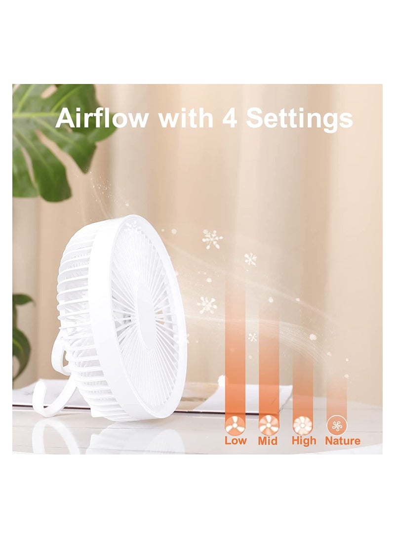 Loquat Outdoor tent Camping Fan with Led, Personal Usb Fan for Desk, Portable rechargeable Fan with Hooks, 360°Rotation,Quiet and Strong Wind, Portable Power Bank - Image 2