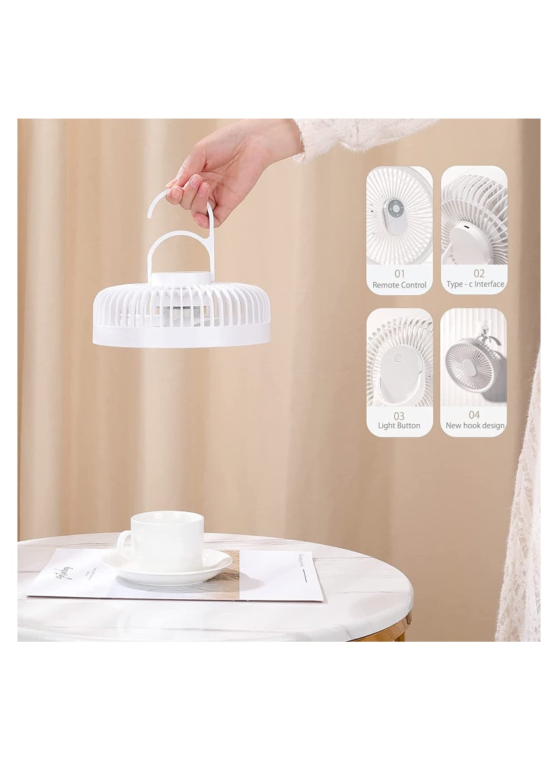Loquat Outdoor tent Camping Fan with Led, Personal Usb Fan for Desk, Portable rechargeable Fan with Hooks, 360°Rotation,Quiet and Strong Wind, Portable Power Bank - Image 4