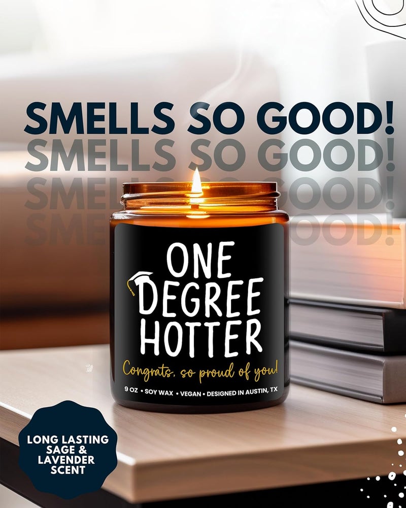 Rosa Vila Graduation Candle, Funny College & Masters Degree Gifts, One Degree Hotter, Lavender and Sage Scent - Image 5