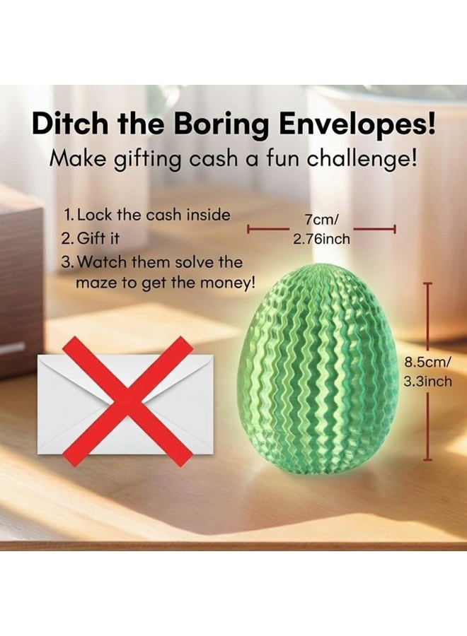 JHBEEY Egg-Shaped Maze Gift Box - Money Box for Cash Gifts, Puzzle Box for Boys & Girls, Easter Gift Box with Hidden Compartments, Easter Present for Birthdays & Special Occasions (Yellow-Green Gradient) - Image 2