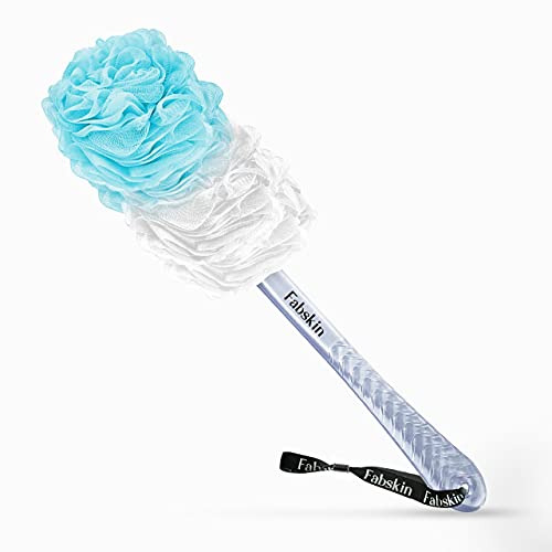 FABSKIN Luxury Bath Loofah Duo Pack - Loofah Sponge and Loofah Brush With Plastic Handle | Loofah for Bathing for Women & Men | Bath Brush Body Back Scrubber For Bathing (Blue and White) - Image 3