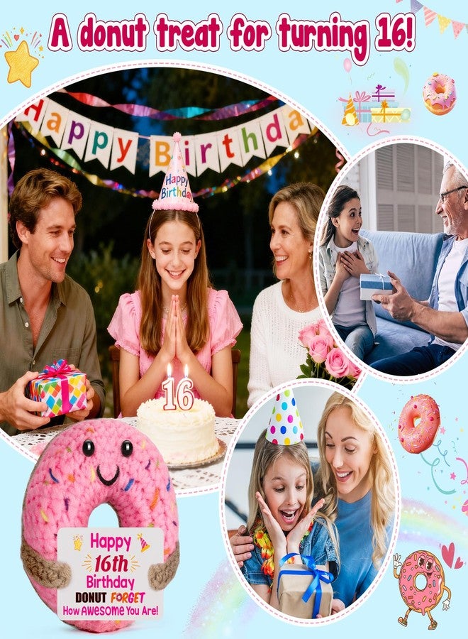 BuiltFit Sweet 16 Birthday Gifts - 16th Sixteen Year Old Gifts for Girls Boys, Cute Crochet Donut Happy 16 th Bday Party Favors Decorations New Driver Present for Teens Daughter Granddaughter - Image 3