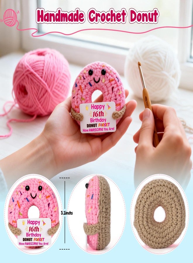 BuiltFit Sweet 16 Birthday Gifts - 16th Sixteen Year Old Gifts for Girls Boys, Cute Crochet Donut Happy 16 th Bday Party Favors Decorations New Driver Present for Teens Daughter Granddaughter - Image 4