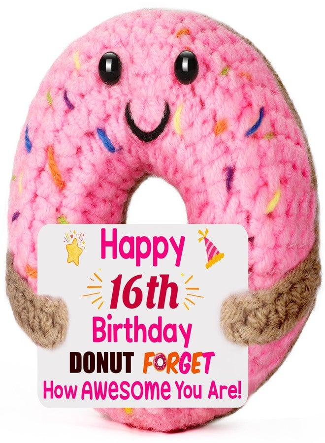 BuiltFit Sweet 16 Birthday Gifts - 16th Sixteen Year Old Gifts for Girls Boys, Cute Crochet Donut Happy 16 th Bday Party Favors Decorations New Driver Present for Teens Daughter Granddaughter - Image 1