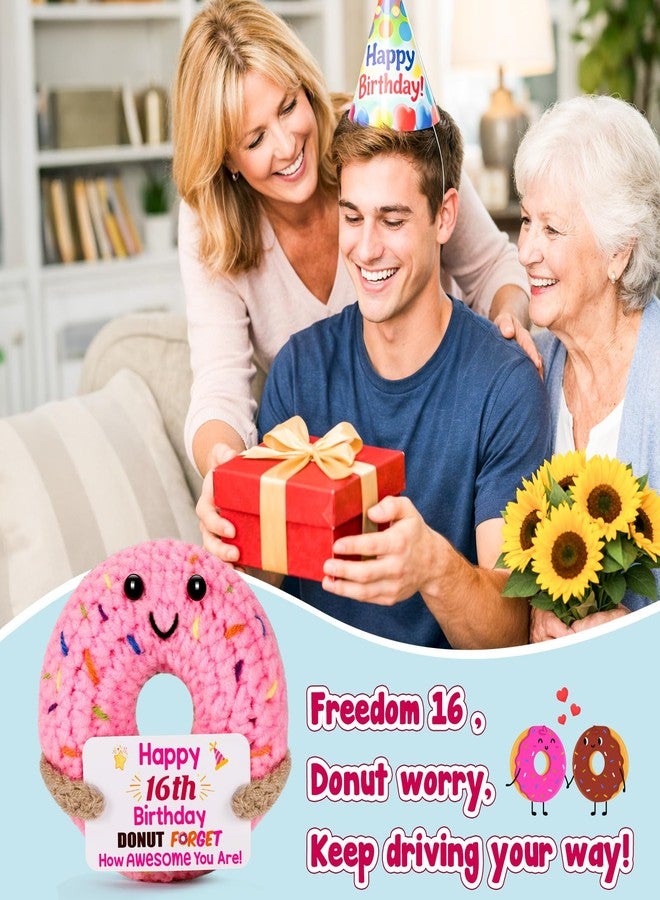 BuiltFit Sweet 16 Birthday Gifts - 16th Sixteen Year Old Gifts for Girls Boys, Cute Crochet Donut Happy 16 th Bday Party Favors Decorations New Driver Present for Teens Daughter Granddaughter - Image 5