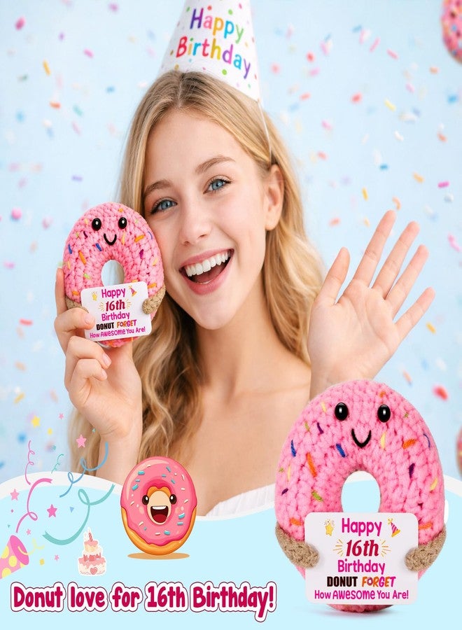 BuiltFit Sweet 16 Birthday Gifts - 16th Sixteen Year Old Gifts for Girls Boys, Cute Crochet Donut Happy 16 th Bday Party Favors Decorations New Driver Present for Teens Daughter Granddaughter - Image 2