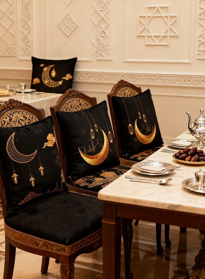 هاهاهاي 4 قطع أغطية وسائد  غطاء وسادة، أغطية وسائد أريكة زخرفية، قماش ناعم قابل للغسل مع سحاب مخفي، أريكة، سرير وديكور منزلي، تصميم عيد مبارك ورمضان كريم 45×45 سم (18×18 بوصة) - Image 5