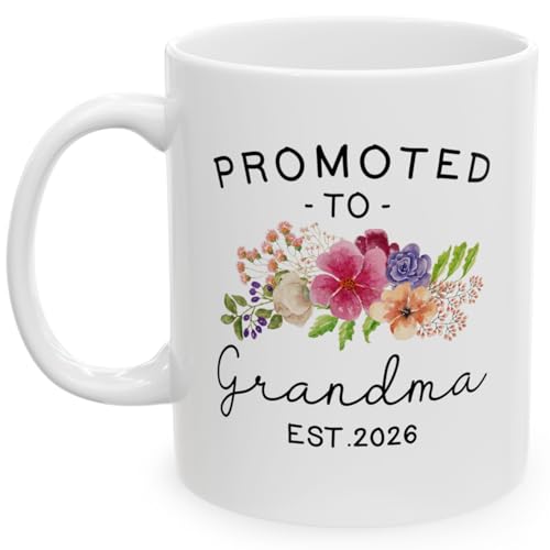 Dokazu First Time New Grandma To be Mug Promoted to Grandma Est 2026 Presents Pregnancy Announcement Gift 1st time Grandmother Mothers Day Christmas Gift White Coffee Mug 11oz