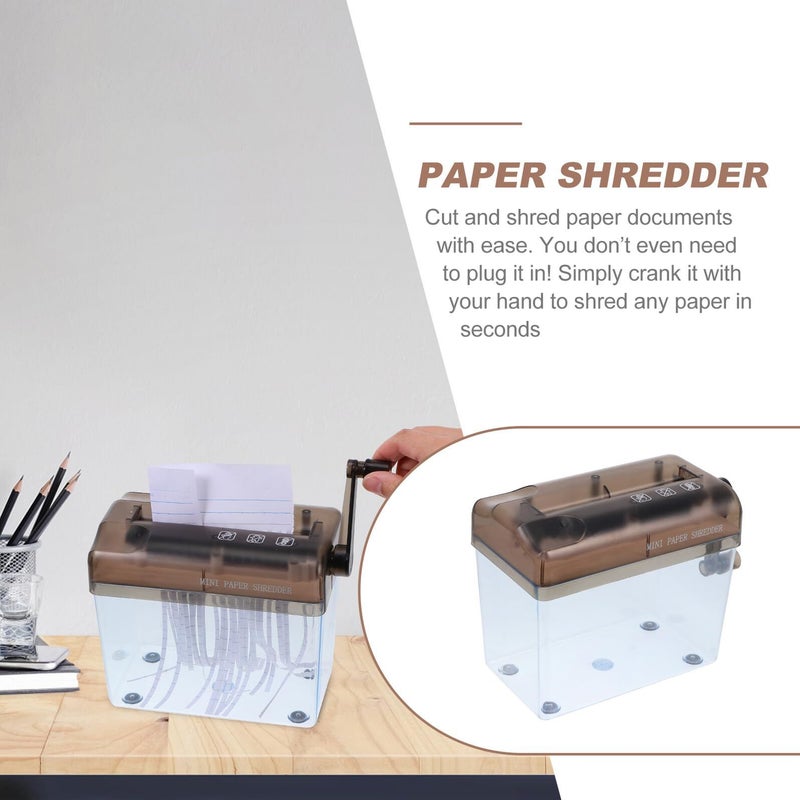 Mini Manual Hand Crank Paper Shredder Portable Office Desktop Lightweight - Image 5