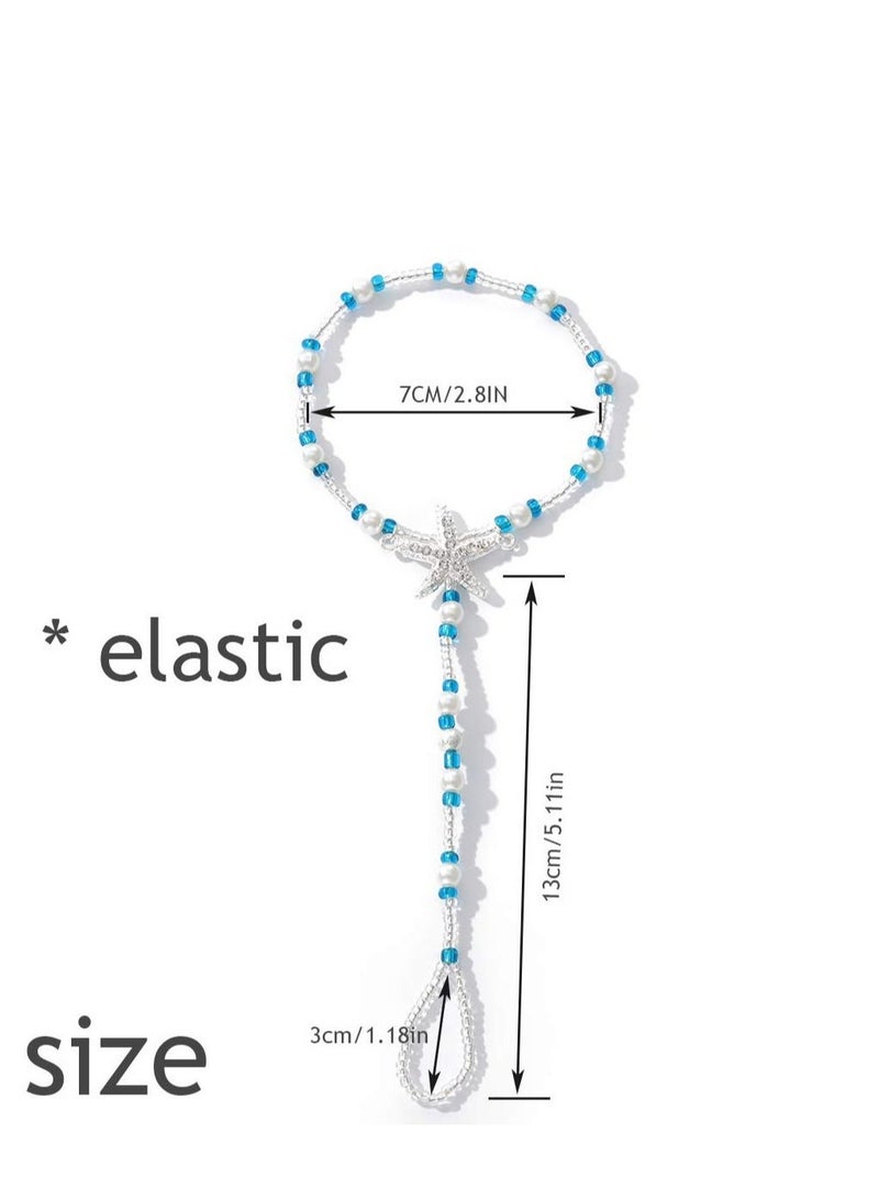 SYOSI Boho Anklet Turquoise Barefoot Sandals Beaded Ankle Bracelets Bead Ankle Toe Ring Foot Chain Beach Feet Jewelry for Women and Girls - Image 3