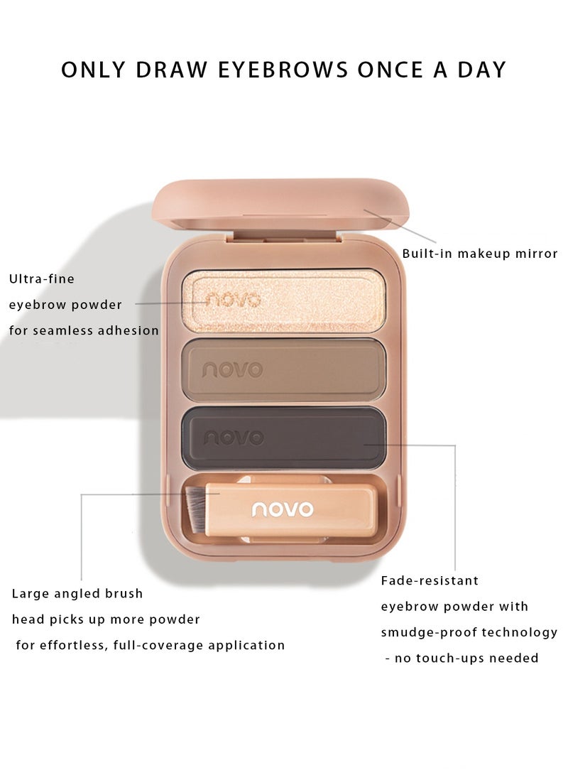 نوفو مجموعة مكياج بودرة الحواجب - لوحة ألوان بودرة الحواجب، مكياج عيون احترافي، ملئ حواجب، ظل، بودرة تحديد خط الشعر - Image 2