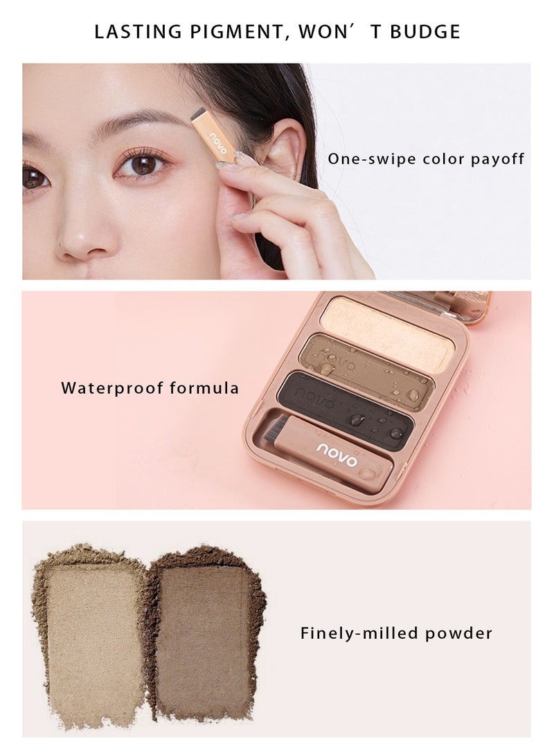 نوفو مجموعة مكياج بودرة الحواجب - لوحة ألوان بودرة الحواجب، مكياج عيون احترافي، ملئ حواجب، ظل، بودرة تحديد خط الشعر - Image 3