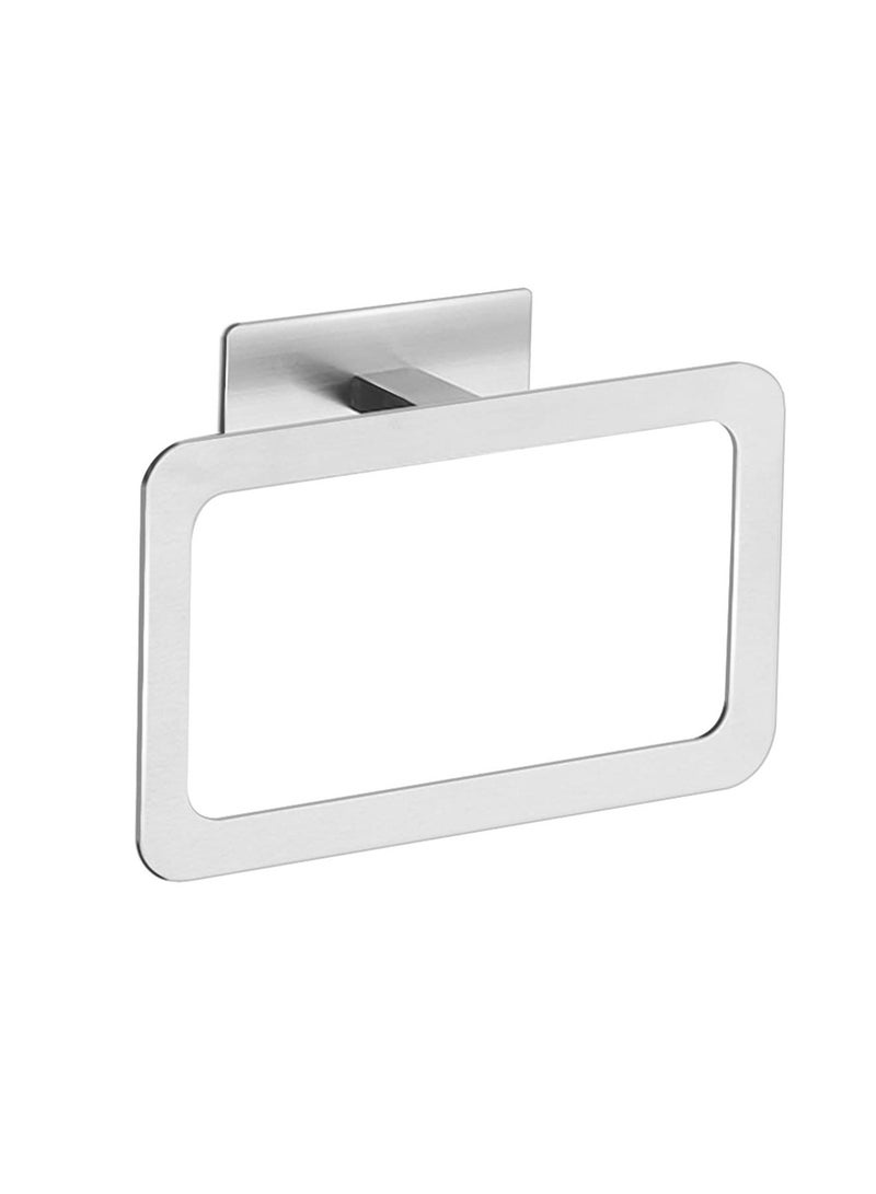 SYOSI Adhesive Towel Ring, Self Adhesive Hand Towel Ring Stainless Steel Rustproof Bathroom Towel Holder Wall Mount SUS 304 Stainless Steel Matte Black, Kitchen, Bathroom Hand Towel Holder - Image 1
