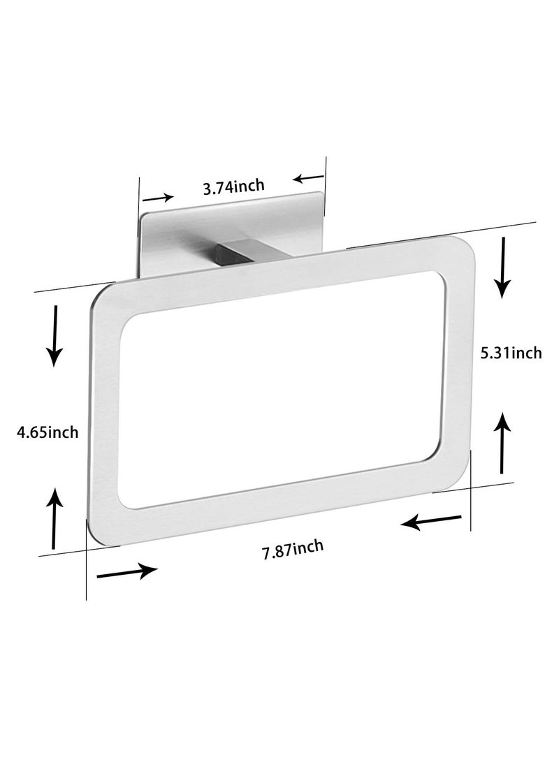 SYOSI Adhesive Towel Ring, Self Adhesive Hand Towel Ring Stainless Steel Rustproof Bathroom Towel Holder Wall Mount SUS 304 Stainless Steel Matte Black, Kitchen, Bathroom Hand Towel Holder - Image 2