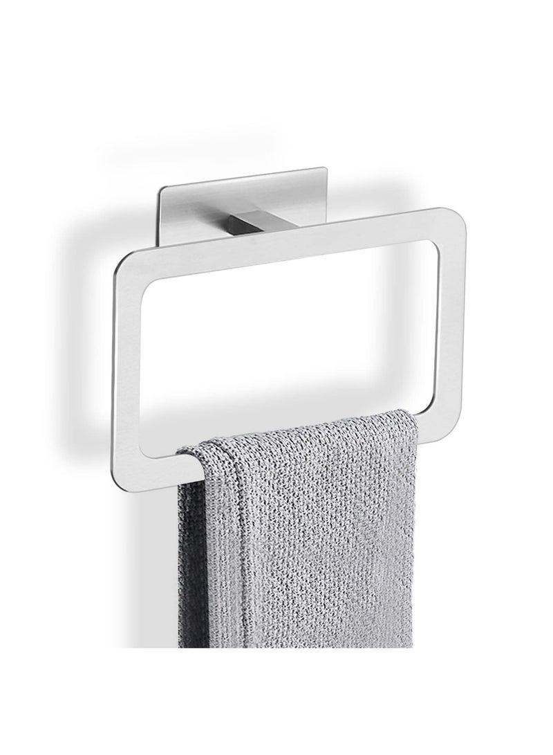 SYOSI Adhesive Towel Ring, Self Adhesive Hand Towel Ring Stainless Steel Rustproof Bathroom Towel Holder Wall Mount SUS 304 Stainless Steel Matte Black, Kitchen, Bathroom Hand Towel Holder - Image 4