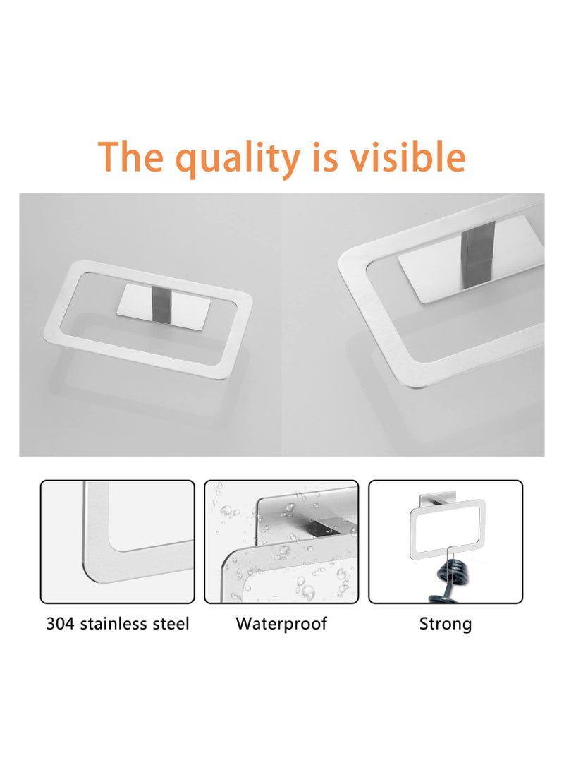 SYOSI Adhesive Towel Ring, Self Adhesive Hand Towel Ring Stainless Steel Rustproof Bathroom Towel Holder Wall Mount SUS 304 Stainless Steel Matte Black, Kitchen, Bathroom Hand Towel Holder - Image 3