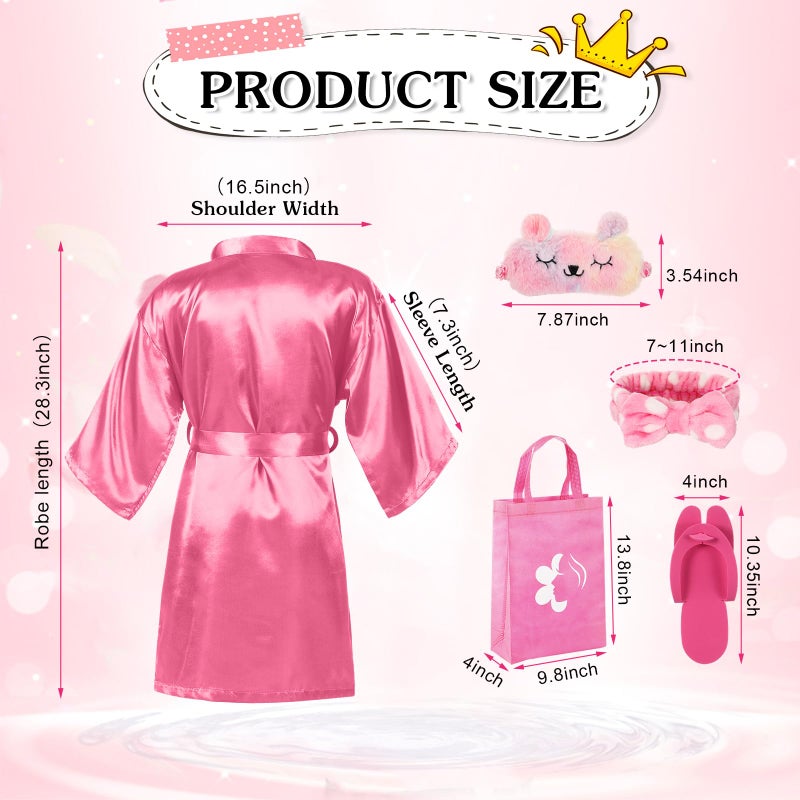 Bonuci 50 Pcs Spa Party Supplies for Girls, 10 Satin Robe 10 Kids Slippers Sleepover Birthday Spa Party Favors (Pink) - Image 2