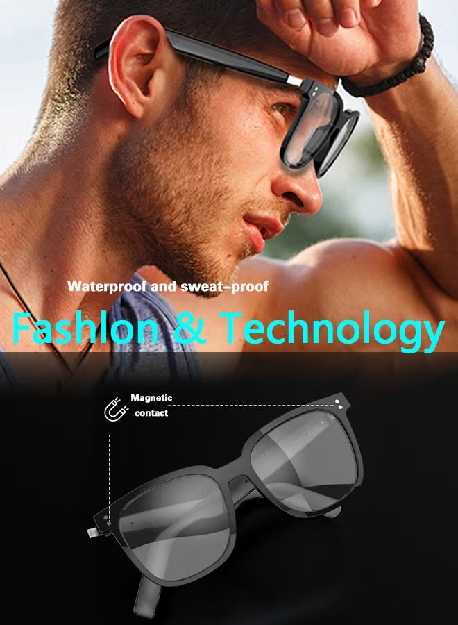 AETHER Magnetic Lens Smart Glasses, One for Multipurposes Bluetooth Speaker with AI - Casual, Office, Outdoor Sports UV Protection, UV400 Polarized Sunglasses, Real-Time Translation in 128 Languages, Music, Phone Calls & AI Cha - Image 4