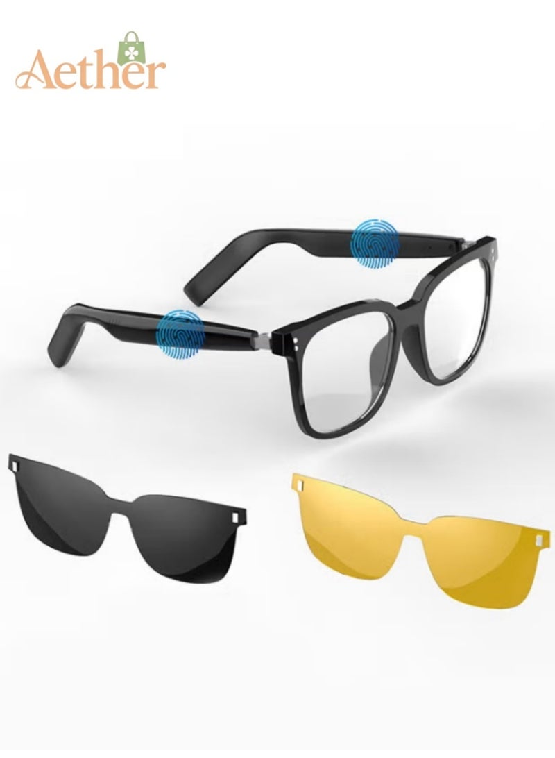 AETHER Magnetic Lens Smart Glasses, One for Multipurposes Bluetooth Speaker with AI - Casual, Office, Outdoor Sports UV Protection, UV400 Polarized Sunglasses, Real-Time Translation in 128 Languages, Music, Phone Calls & AI Cha - Image 1